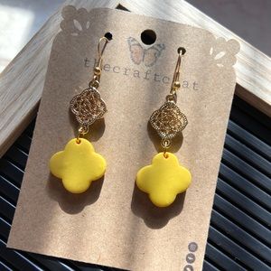 Yellow polymer clay earrings